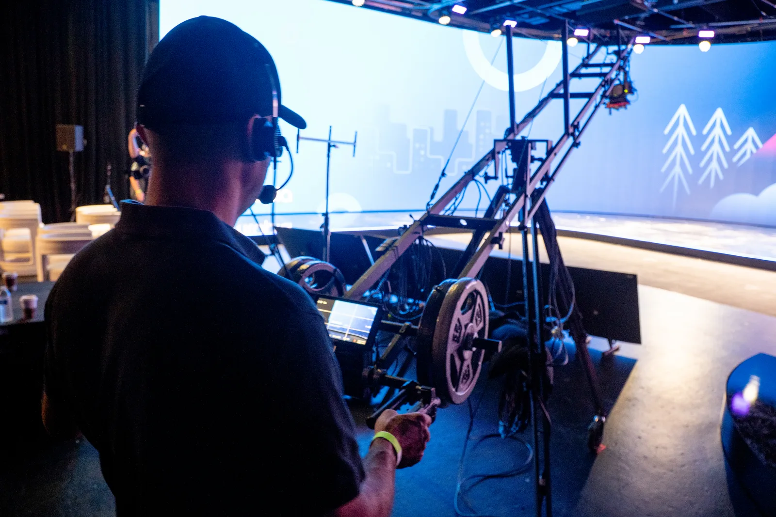 Camera and production equipment setup at Goal Line Studios