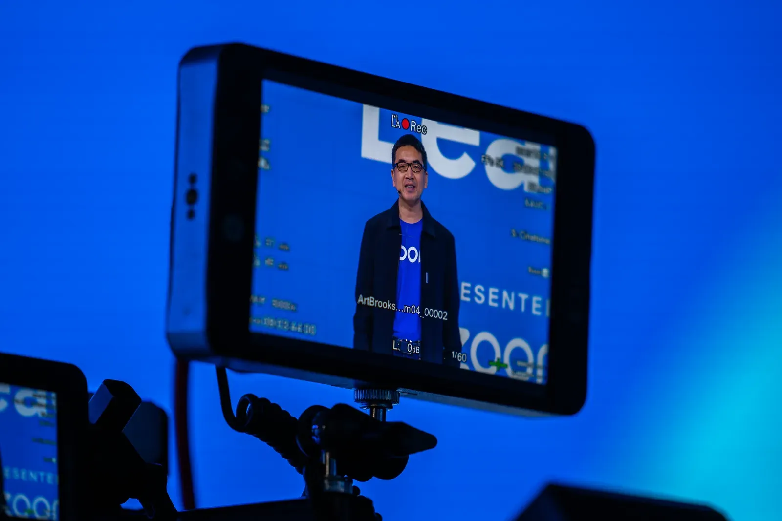 Speaker on the Zoom Ahead stage with LED volume backdrop